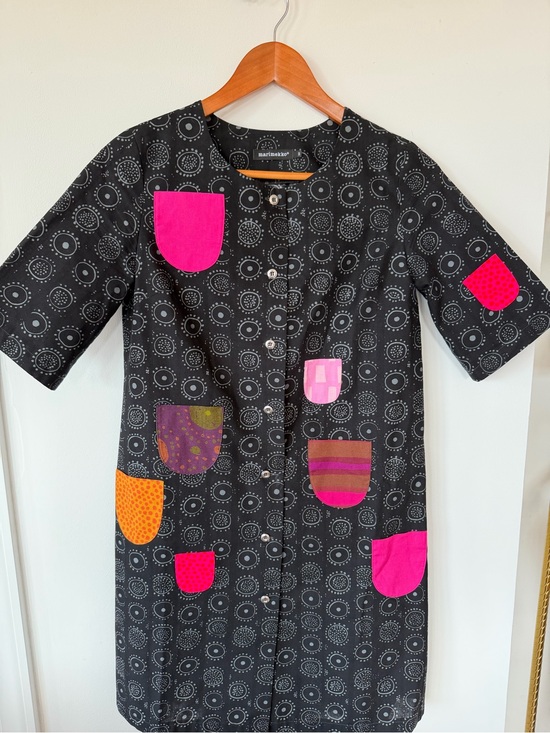 Marimekko Dresses & Skirts - Marimekko Black Dress with Pink, Orange & Purple Patch Pockets